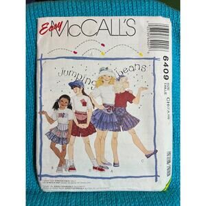 McCalls Sewing pattern 6409 Girls t-shirt shorts tiered skirt vintage 1980s